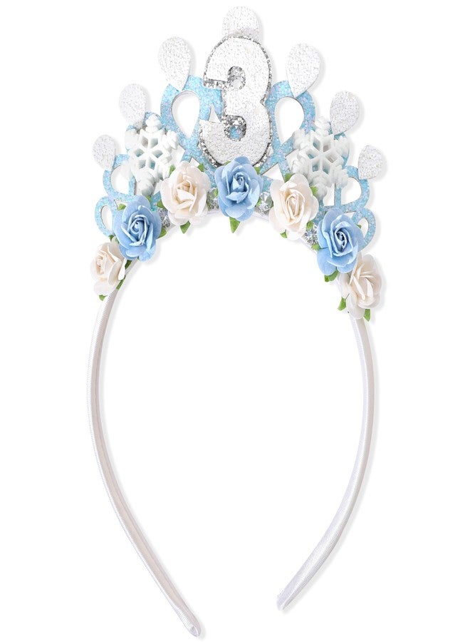 Jissoo Snowflake Ice Queen Crown - 3rd Birthday Tiara, Snow Queen Tiara Alice Band Headband, Party Props, Girl Gifts, Small, Frozen-3 - Image 1